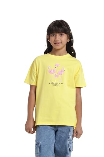Image of Under Fourteen Only Girls Cotton Tops Collection - Round Neck, Crop Top, Full & Half Sleeve, Drop Shoulder, Ruffle Sleeve, Graphic Printed, Embroidered & Slub Knit Styles