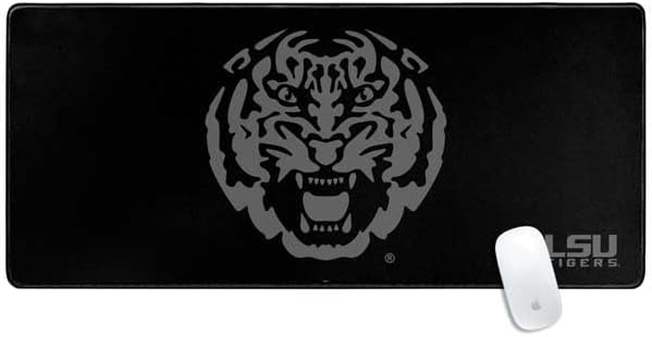 Skinit Extra Large Gaming Mouse Pad - Officially Licensed Geaux Tigers Design with Stitched Edges, Waterproof, Non-Slip Rubber Base, Desk Mat for Keyboard & Mouse, 35.75" x 15.4" inches
