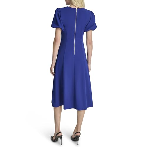 Image of DKNY Women's Bubble Sleeve V-Neck Fit & Flare Mini Dress