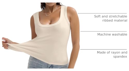 Image of SVALIY Summer Womens Tank Tops 2026 Square Neck Fitted Sleeveless Shirts for Women Ribbed Basic Top
