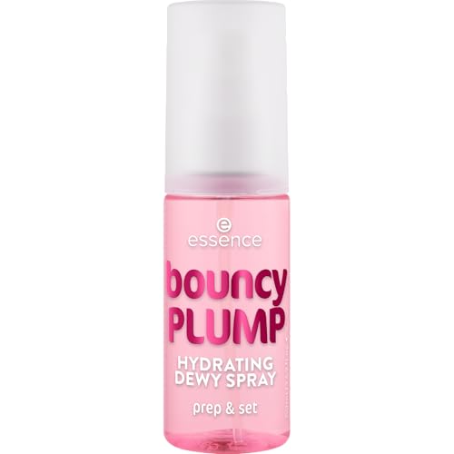 essence bouncy PLUMP HYDRATING DEWY SPRAY 10, spray fijador con aroma afrutado a sandía, hidratante, acabado radiante, bruma ultrafina, 50ml