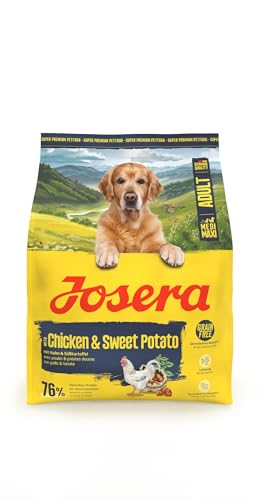 JOSERA Adult Huhn & Süßkartoffel (1 x 900 g) | Premium Trockenfutter für ausgewachsene & sportliche Hunde mittlerer & großer Rassen | mit Erbse & ohne Kartoffel | getreidefrei | 1er Pack