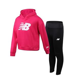 New Balance Girls’ Legging Set – 2 Piece Active Pullover Hoodie Sweatshirt and Performance Leggings for Girls (7-12)