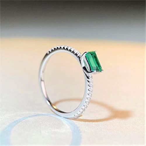 Emerald Cut Gold Plated 925 Sterling Silver Rings for Women, Genuine May Birthstone Gift, Wedding Jewelry Rings for Women3