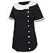 Digood Plus Size Tops,Fashion Women Short Sleeve Plus Size Two Tone Peter Pan Collar T-Shirt Tops,Summer Women Tops and Blouses(White,5X-Large)