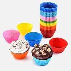 12pcs Forminha Para Mini Cupcake Jogo de Formas para Muffins Forma de Silicone Redondo com 12 unidades Air fryer