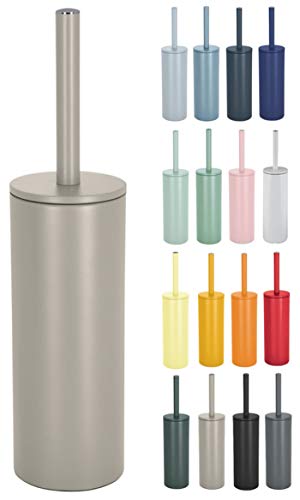 Spirella Brosse WC à Poser Porte-Balai Toilette Pot à Balai Akira en Acier Inoxydable avec Récipient hygiénique Taupe Mat