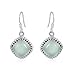 Bali Style Aqua Blue Chalcedon Halbedelsteine ​​​​Kissen Form Baumeln Ohrringe Für Frauen Oxidiert 925 Sterling Silber