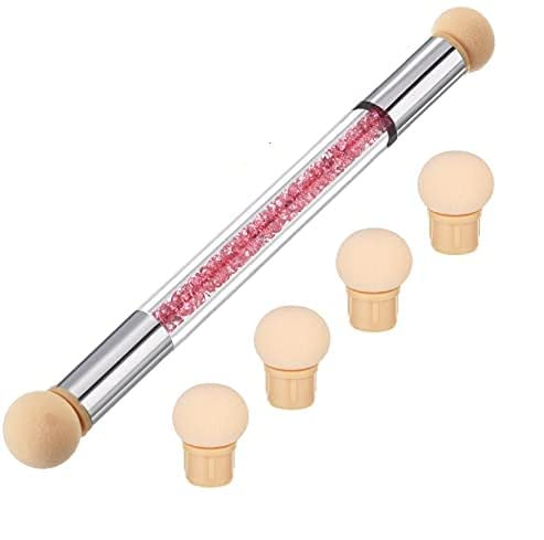 D.B.Z. ® Sponge Nail Art Tool Pen Dual Head Nail Sponge Brush Picking Dotting Gradient Ombre Nail Pen Brush with 4 Replacement Heads (White)-image-29