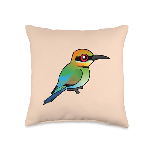 Cute Cartoon Rainbow Bee-eater Birdorable Bird Species Throw Pillow