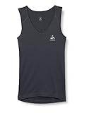 Kein Kleben auf der Haut Odlo Damen CUBIC Funktionsunterwäsche Singlet mit V-Ausschnitt, Ebony Grey - Black, S