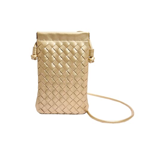 Fashion Woven Small PU Leather Crossbody Cell Phone Bag Chic Weave Shoulder Cellphone Purse Wallet Unique Vacation Hangbags