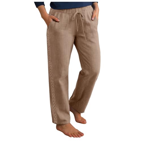 Linen Pants for Women High Waist Palazzo Pants Casual Beach Summer Boho Wide Leg Pants