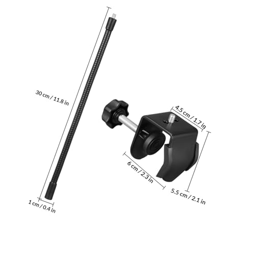 Soporte metálico compacto para micrófono y teléfono con abrazadera de mesa 2