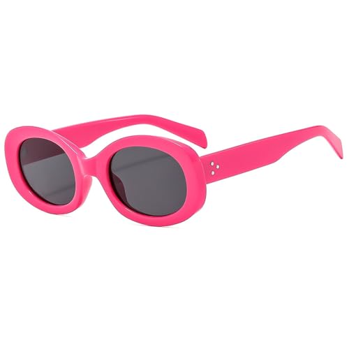 Lunettes de soleil ovales femmes et hommes monture ronde rivets verres dégradés