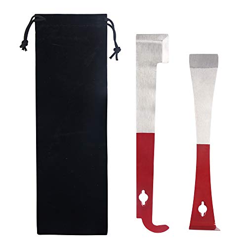 Newflager Stainless Steel J Hook Beekeeping Hive Tool Frame Lifter and Scraper, Beekeepers Supplies Equipment with Waterproof Bag (Pack of 2 Types)