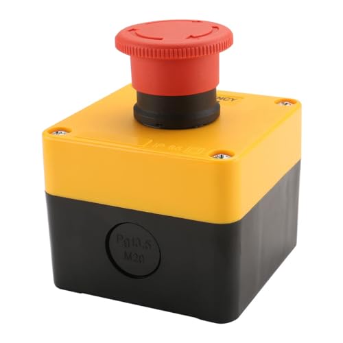 Baomain Red Sign Emergency Stop Switch Push Button, Weatherproof Push Button Switch with Box, 10A 660V 1NO 1NC - Image 2