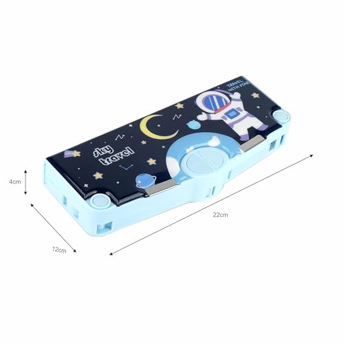 Image of LONGMIRE Plastic Space Theme Multi Functional Magnetic Pencil Box For Kids Boys & Girls Return Gifts (Multicolor)