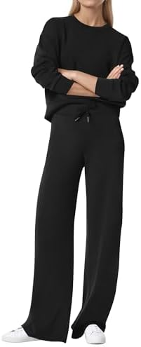 Womens 2 Piece Lounge Sets Wide Leg Tracksuit Casual Sweatsuits Matching Set 2025 Fall Clothes Trendy Outfits