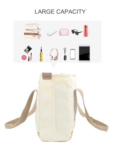 Image of TeeYee 16oz Canvas Tote Bag Casual Multi pockets Handbags Large Capacity Shopping Shoulder Bag with Pocket Bags Work Purses