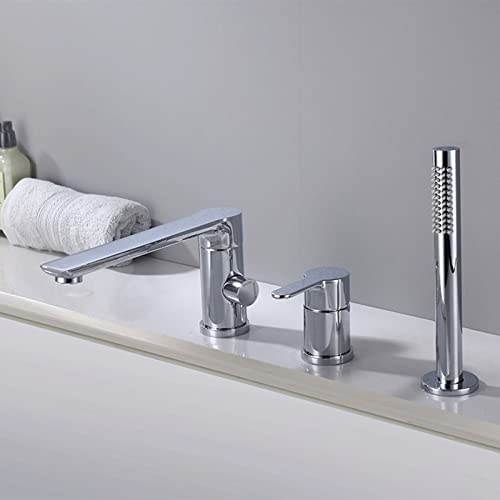 Boucheur de douche à 3 trous en chrome brillant avec inverseur fluide et douchette