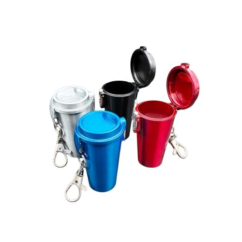 Lajiakoy® Cenicero de Bolsillo Portátil Mini Cenicero con Tapa y Llavero, Aleación de Aluminio Cenicero Exterior Antiolores, Exterior Cenicero Coche para Hogar Oficina Viajar (Negro -Style B)