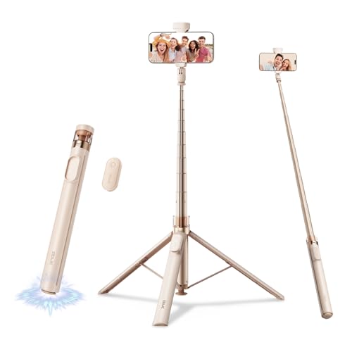 SEAJIC 66' Automatic Phone Tripod Stand with Remote, Cell Phone Tripod for iPhone Video Recording & Live Streaming, Adjustable Selfie Stick Tripod for Content Creators, Vloggers