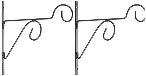 Image of Amazon Brand - Solimo Plant Hanger Brackets Wall Mounted Metal Hanging Hooks /Holder for Indoor Outdoor Planters (Black, Set of 2)