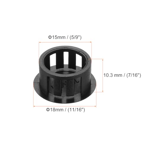 Image of MECCANIXITY 64PCS 15mm(9 /16 inch) Black Plastic Hole Plugs, Flush Type Panel Hole Plugs Insert End Caps for Locking Hole Tubes Furniture Cabinet