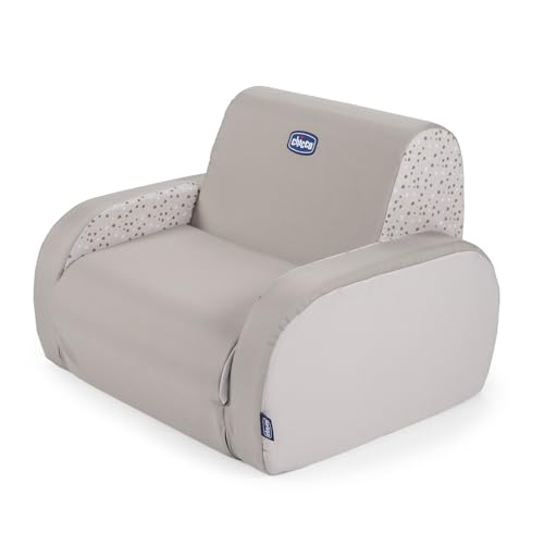 Chicco Twist Sillón para niños Convertible en Chaise Longue y sofá, Silla para niños con 3 configuraciones, cómoda y Ligera, se transforma con un Solo Gesto - para niños de más de 12 Meses, Gris