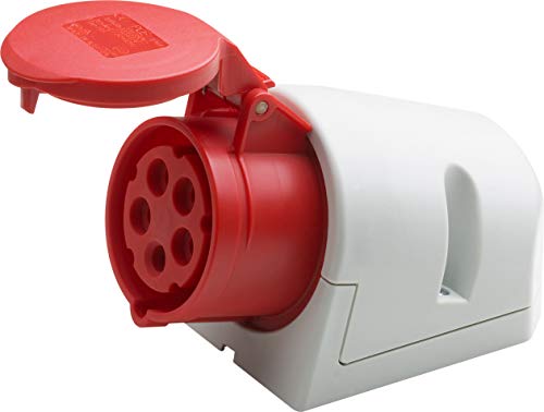 Meister CEE-Steckdose - Aufputz - 5-polig - rot - 400 V - 16 A - Maximaler Kabelquerschnitt 2 5 mm (flexible Adern) & 4 0 mm (starre Adern) - IP44 Außenbereich / CEE-Wandsteckdose / 7424010