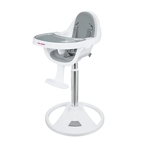 Moby-System Chaise Haute Bébé Evolutive de 6 Mois à 3 Ans FLORA (18 KG MAX)| Siège Pivotant 360° Mousse EVA| 4 Réglages Hauteur de 55 à 68 cm (du sol au siège)| Sécurité 5 points| Repose-pieds| Gris Cover