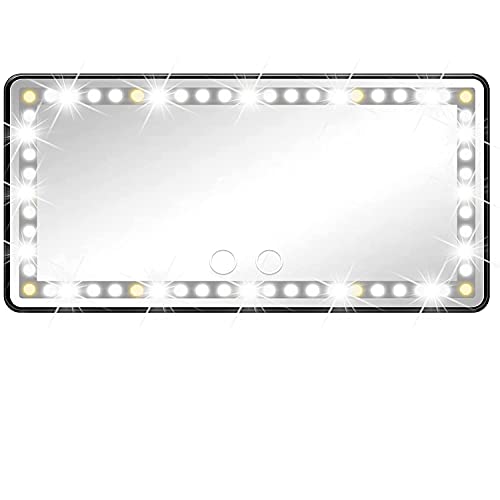 Viatia Car Sun Visor Mirror,Car Visor Vanity Mirror with Lights 3 Light Modes Universal LED Light Mirror for Car Vanity Mirror Recharegable LED Travel Makeup Mirror with Dimming Touch Sensor,Black