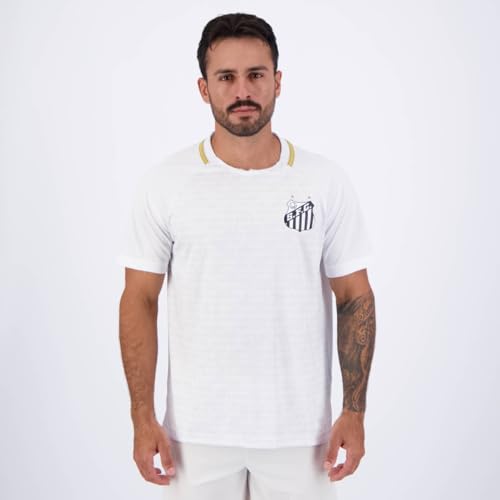 Camiseta de Time Braziline Santos Manto Branco - Adulto - M - Branco