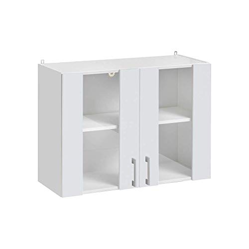 Cuisineandcie - Meuble Haut DE Cuisine ECO Blanc Brillant, 2 Portes Vitrées L60cm + étagère- Meuble Cuisine Rangement, Meuble Cuisine, Armoire Cuisine