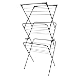 Straame 3 Tier Clothes Airer Drying Indoor and Outdoor Laundry Rack with Non-Slip Feet and Corner Spaces for Hangers, Flat Foldable Space Saving, 63 x 46 138 (Black)