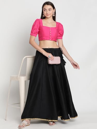 Image of studio rasa Women's Silk Blend Printed V-Neck Padded Readymade Top for Festive Party Wedding