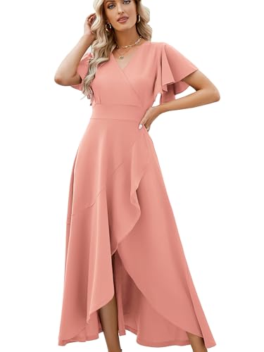 Image of ZZV Formal Dresses for Women Gowns Evening V Neck Wedding Guest Dresses