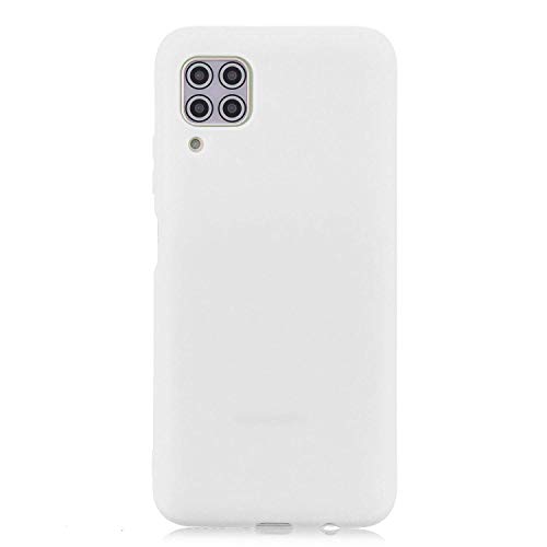 cuzz Funda para Huawei P40 Lite+{Protector de Pantalla de Vidrio Templado} Carcasa Silicona Suave Gel Rasguño y Resistente Teléfono Móvil Cover-Blanco