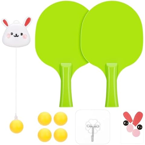 Ovveroche Indoor Hanging Table Tennis, Self Workout Set,Portable Table Tennis Exerciser, PingPong Trainer,Hanging Pingpong Balls Training Sparring Device Cover