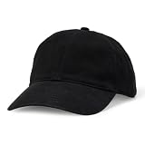 Amazon Essentials Women's Washed Cotton Canvas Baseball Cap with Adjustable Strap, Black, One Size