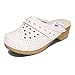 BeComfy Sabots en Cuir pour Femme avec imprimé Sandales Clogs Mules à Talons en Bois Blanc Model VK (35, Blanc)
