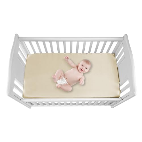 2 Pack Satin Soft Crib Sheet for Baby with Sensitive Hair Silky Baby Mattress Sheet Pink and Violet Unisex 52x28in (Satin Brown & Green)