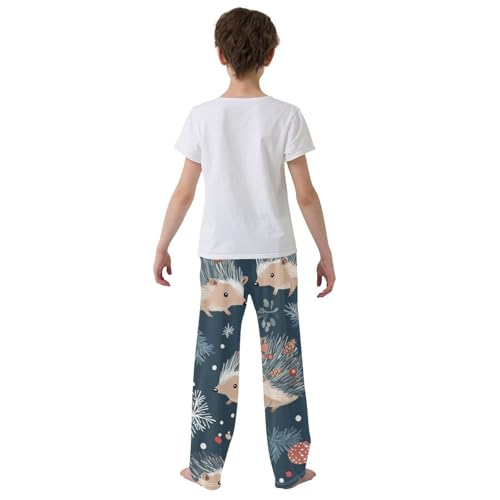 Hedgehog Pine Cone Boys Long Pants Soft Trousers Elastic Waist Kids Lounge Bottoms with Pockets S-XL3