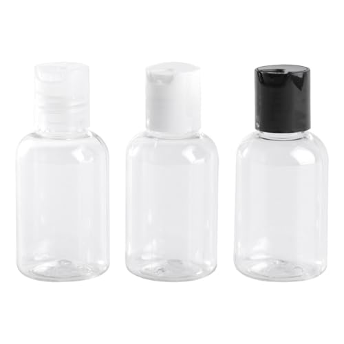 NUOBESTY Dispensador de Loción de Plástico 50 Ml 12 Unidades con Tapa de Presión Color Aleatorio Botella Recargable para Baño y Corporal Envase Reutilizable Fácil de Color Aleatorio