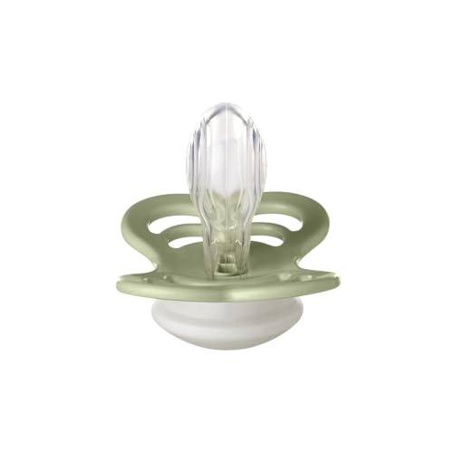 Image of BIBS Supreme Baby Pacifier 2-Pack | Made in Denmark | BPA Free Dummy Soother, Symmetrical Nipple. Silicone, Size 2 (6-18 Months), Sage Glow /Cloud Glow