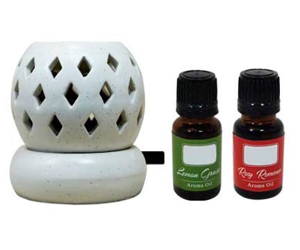 KIRTI Electric Aroma Diffuser Set Round Shape Burner (Fragrance: Lemon Grass Rosy Romance ).