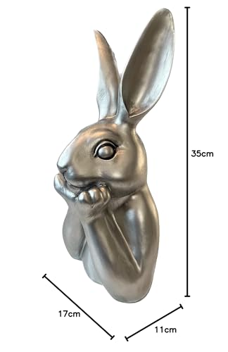 presentis HASENBÜSTE Osterhase Deko Ben 35 cm Silber Altsilber Osterdeko