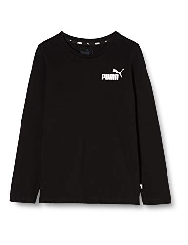 PUMA Ess Logo Longsleeve Tee B Maglietta, Bambino, Cotton Black, 116