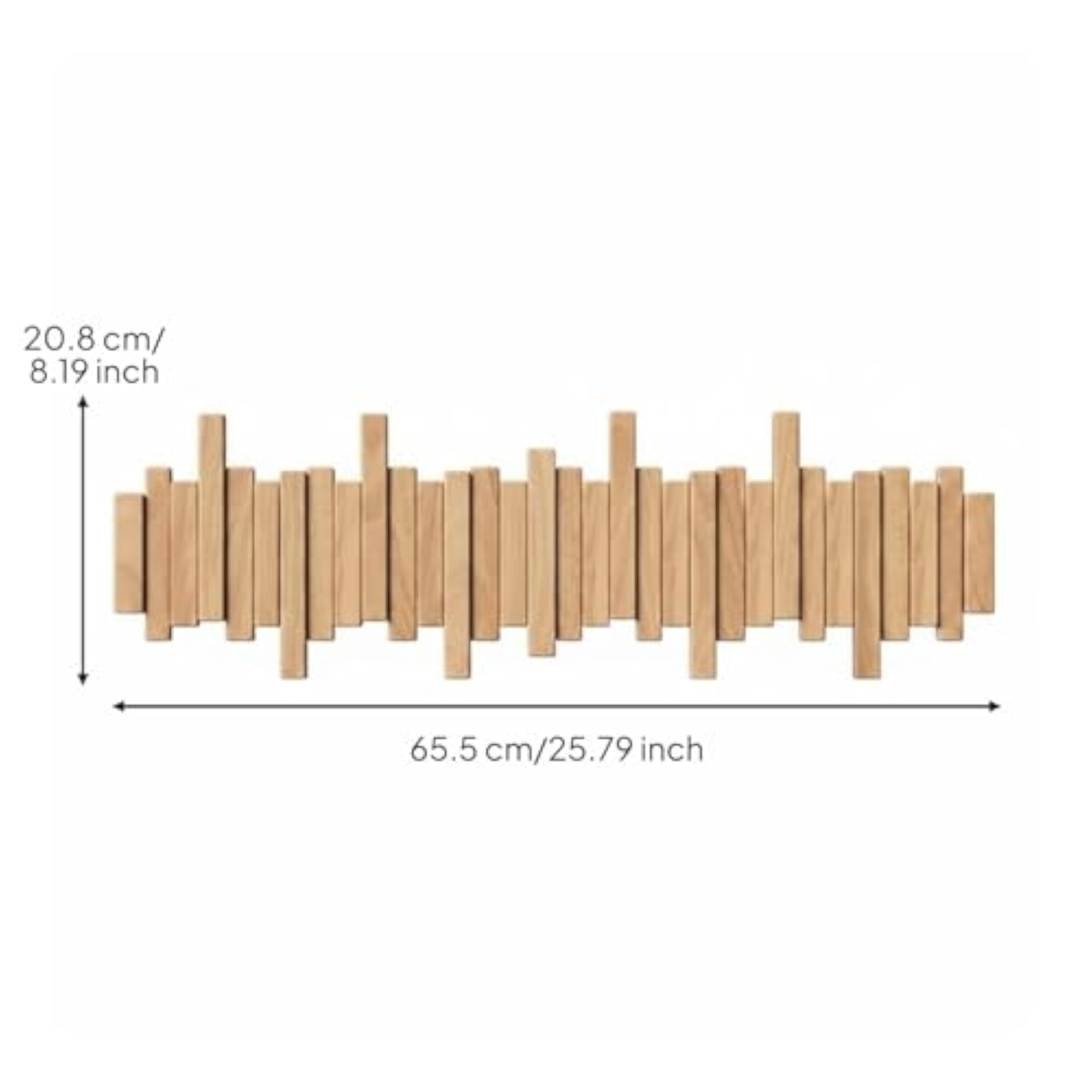 Solid Wood Piano Key Coat Rack, No-Drill Installation